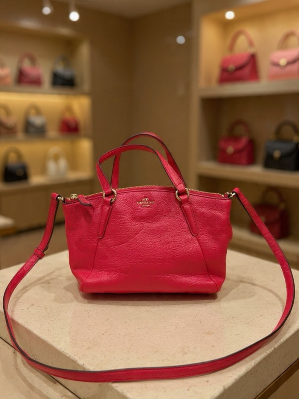 Coach Hot Pink Pebbled Leather Crossbody Tote
